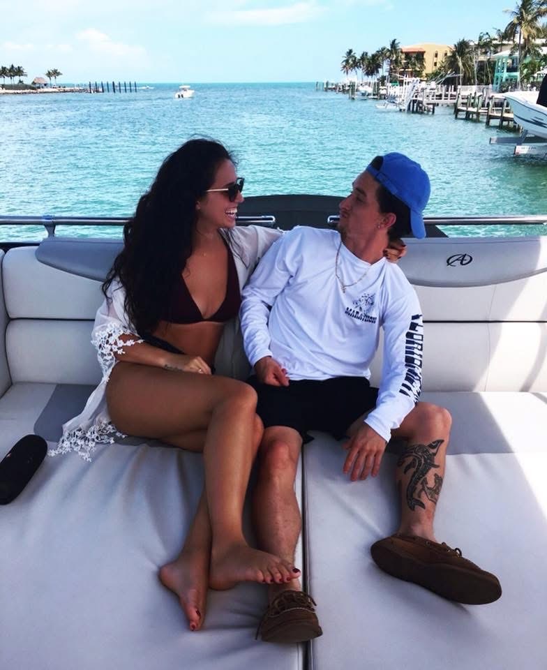 Annalyse and Leon on a boat in the Keys